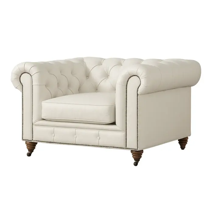 Chesterfield Sofa Chair Pearl White