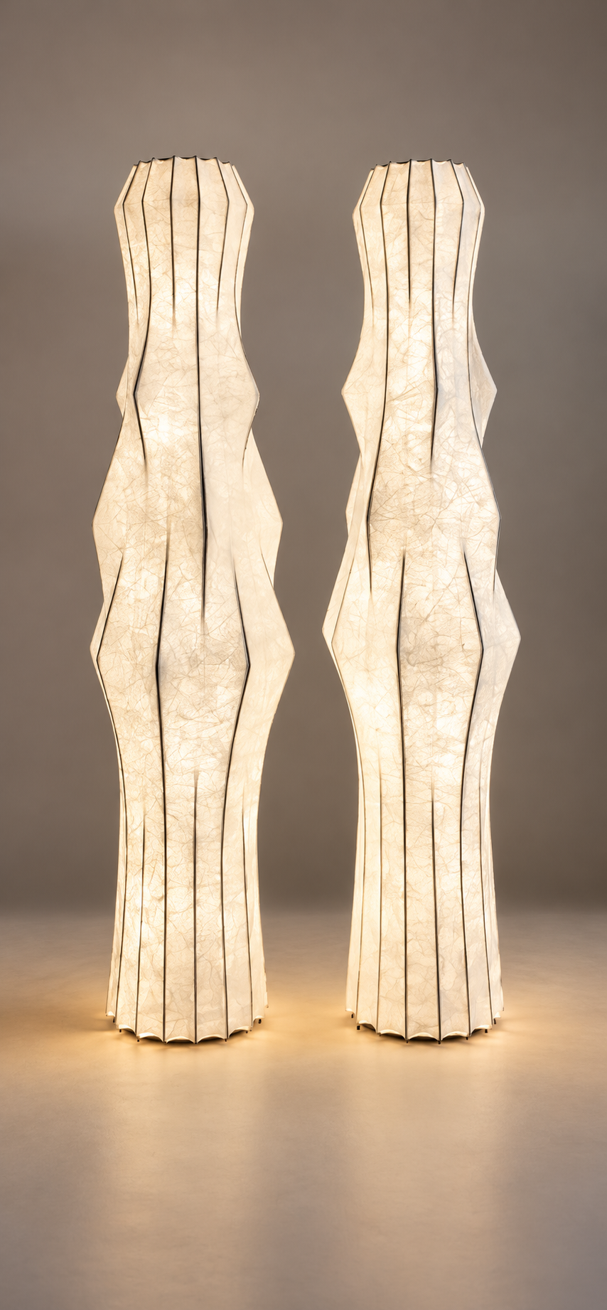 Fantasma floor lamp showing faceted geometric silhouette
